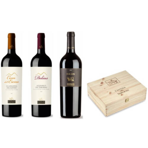 Scatola Legno  con 3 bottiglie - 2 Bue Apis + 1 Crus